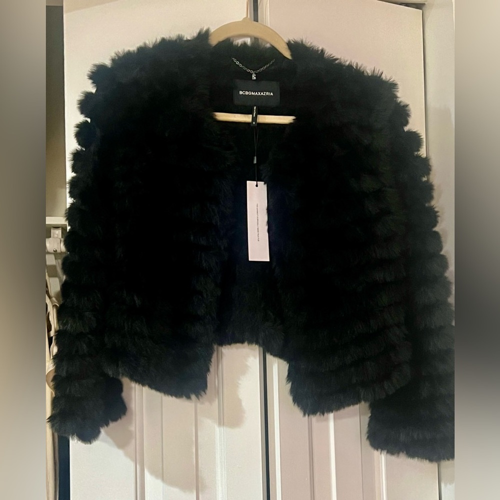 BCBGMaxAzria Faux Fur Cropped Coat